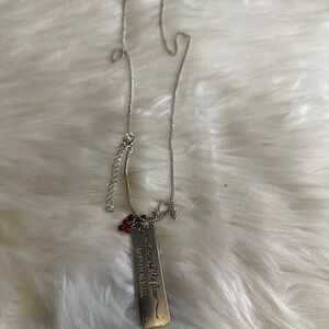 🩷5/$10 Silver Pendant Necklace with Red Accents